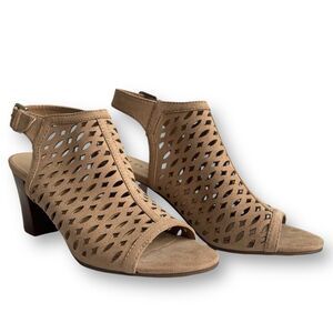 Unisa Unparlo Perforated Laser Cutout Suede Open Toe Ankle Buckle Strap Sandals